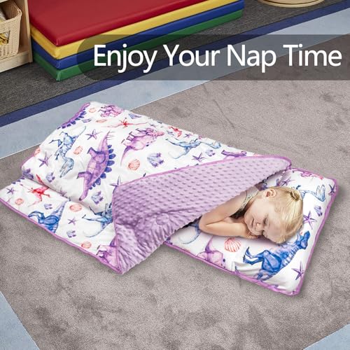 Image of Primlect Toddler Nap Mat Extra Large Thickened 55''x35'', Soft Sleeping Bag with Detachable Minky Blanket and Pillow, Portable for Daycare, Preschool, Kindergarten, Travel, Boys and Girls