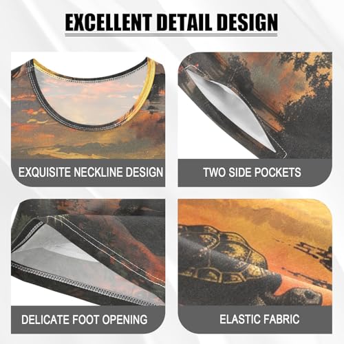 ALAZA Turtle at Sunset Pajama Set Short Sleeve Sleepwear Soft Lounge Nightwear4