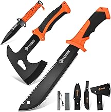 Nedfoss 38.5 cm Machete Axe Knife Set with 10 cm Fire Steel and Sheath, Survival Machete Sharp Real, 25.3 cm Outdoor Axe Survival, Mini Hatchet 25.3 cm Full Tang Outdoor Knife with Paracord for