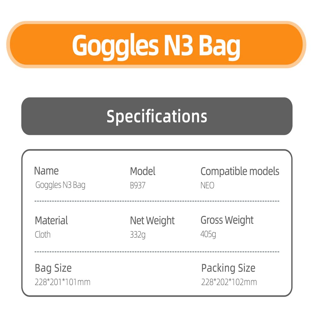 Genérico Bolsa Organizadora para dji Goggles N3 Estuche Protector para Gafas y Accesorios