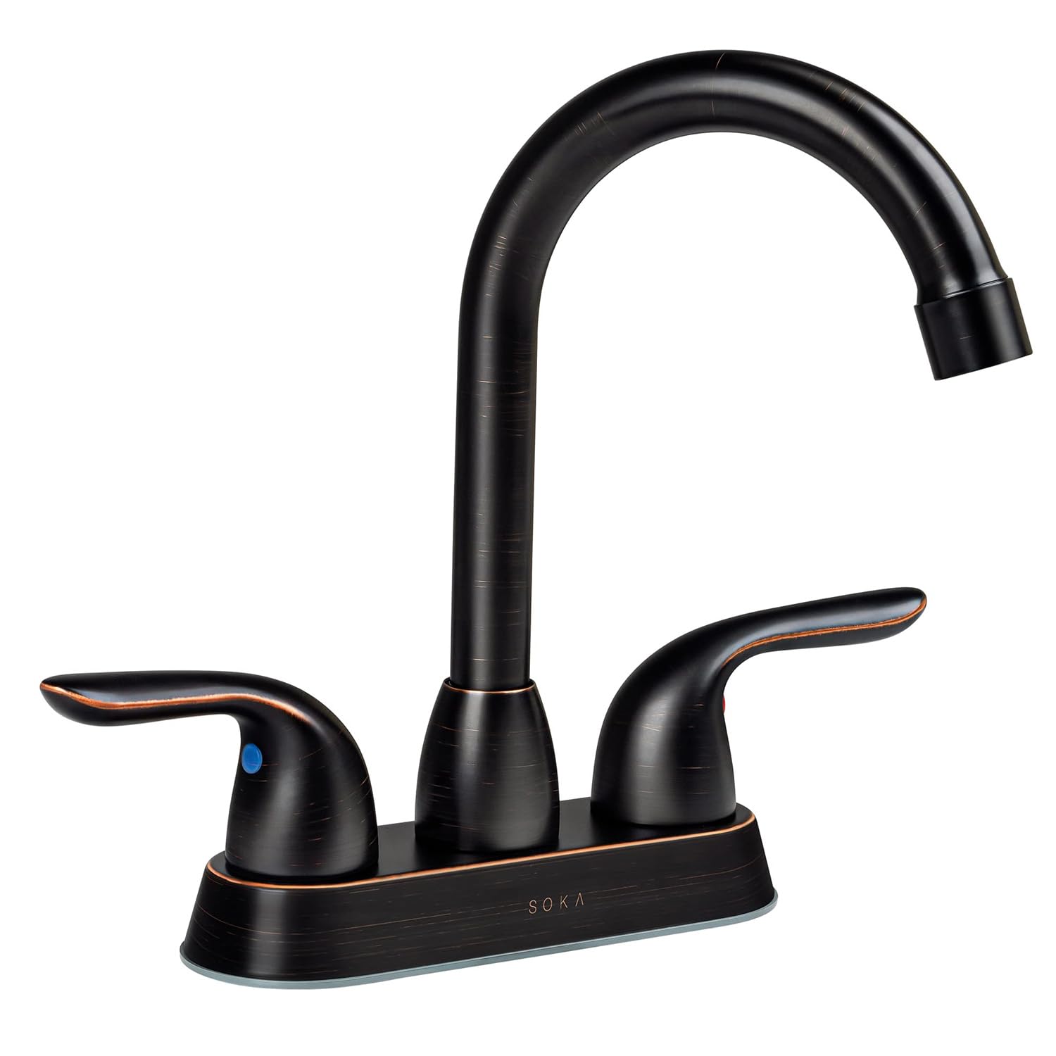 Stainless Steel Bathroom Faucet Oil-Rubbed Bronze Bathroom Sink Faucet with Pop-up Sink Drain Stopper & Deck Plate 3 Hole Bathroom Faucet 2 Handle Bathroom Faucet