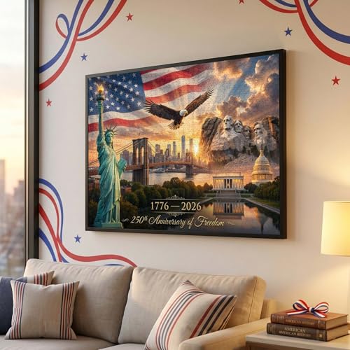 Rompecabezas Patriótico de 250o Aniversario para Adultos, 1000 Piezas, Celebración de la Independencia, Tema de Libertad Histórica, Decoración para el Hogar, Regalo miniatura 6