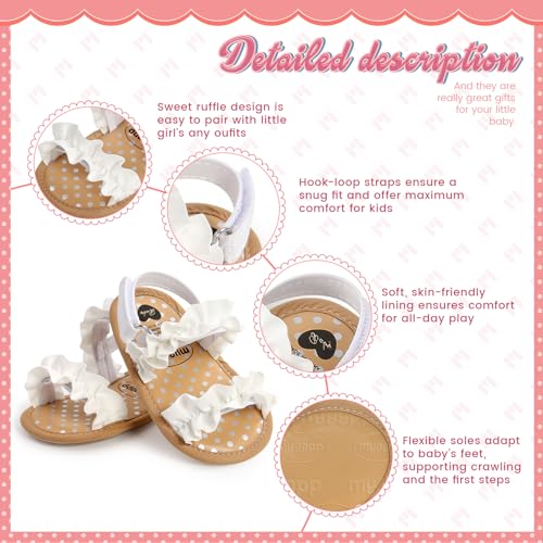 Image of Meckior Infant Baby Girls Boys Summer Sandals Open Toe Lace Princess Dress Wedding Flats Shoes Newborn Toddler Soft Non-slip Sole First Walker Crib Shoes