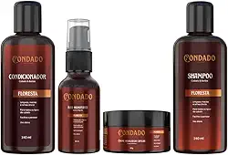 Kit Shampoo Condicionador Creme modelador Óleo Hidratante Masculino Cabelo Barba Premium Condado (Floresta (Amadeirado))