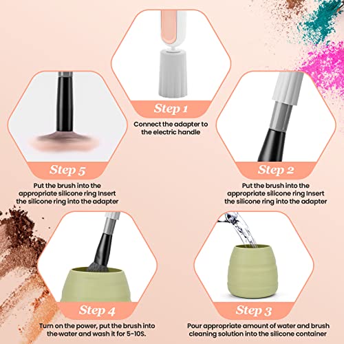 Ftoyin Makeup Brush Cleaner And Dryer Machine, Electric Makeup Brush Cleaner Automatic Makeup Cleaner For Most Size Brushes Portable Cosmetic Brush Spinner Cosmetic Brush Cleaner Tools #TOP6