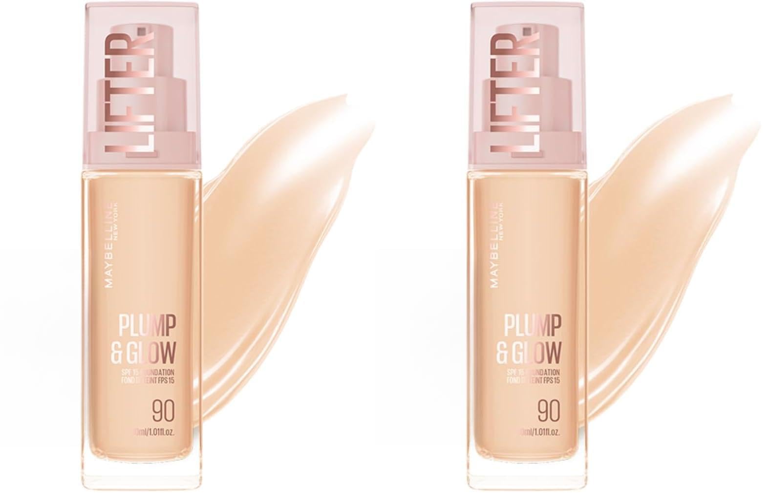 Maybelline New York Lifter Niasinamid ve Hyalüronik Asit İçeren Aydınlatan Fondöten - 90 (2 paketi)