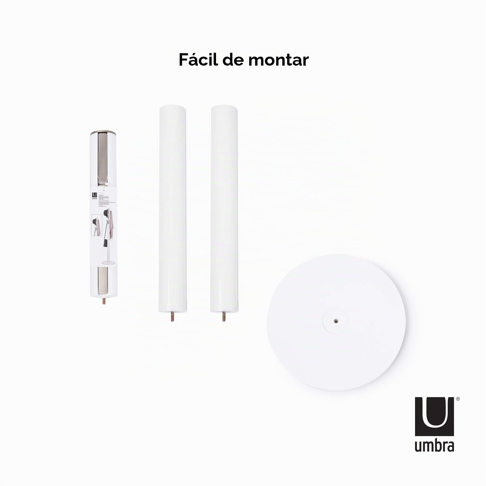 Umbra Flapper Perchero con 9 ganchos abatibles, Madera de caucho, Blanco