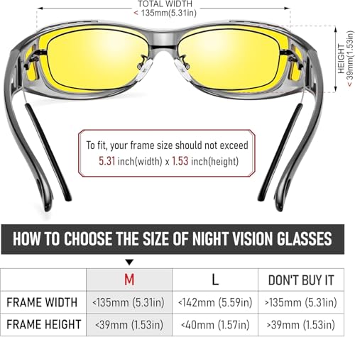 Night Vision Driving Glasses Fit Over Wrap Around Anti Glare Polarized UV400 Protection Nighttime Shades4