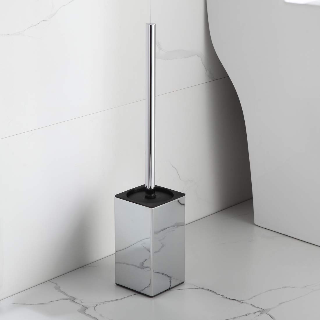 BGL Porta scopino quadrato in acciaio inox (cromato)