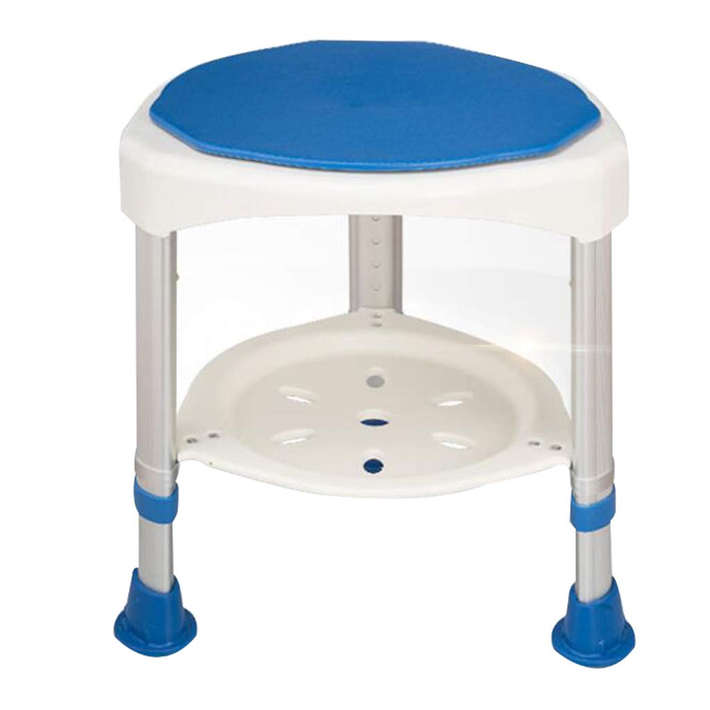 Giratorio Redondeado Taburete de baño/Ducha con Asiento Giratorio y Bandeja extraíble Portátil Asiento de baño Ajustable en 6 Alturas Ayuda por discapacidad para Personas Mayores Minusválido