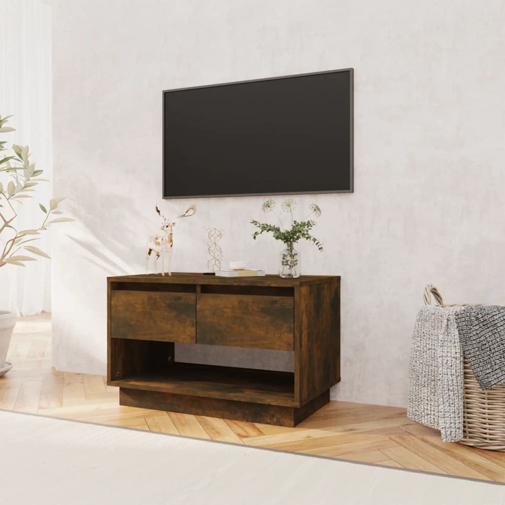 Générique Chene Fume szafka pod telewizor 70x41x44 cm Drewno Ingenierie | 2 szuflady, 1 otwarta komora, przechowywanie DVD i konsoli, łatwe czyszczenie
