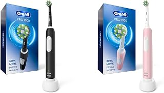 Oral-B Pro 1000 Electric Toothbrush, Black, Rechargeable Power Toothbrush with 1 Brush Head & Oral-B Pro 1000 Electric Toothbrush, Pink, Rechargeable Power Toothbrush with 1 Brush Head