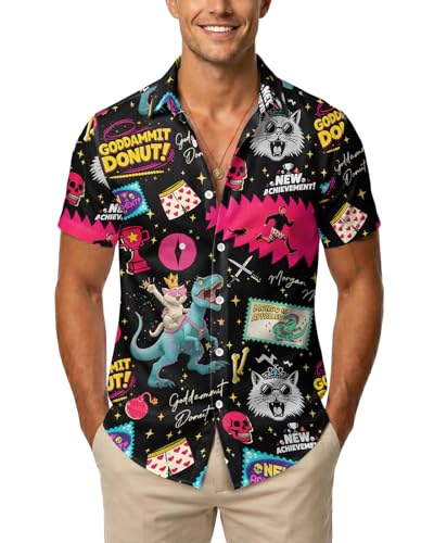 Image of 99TIMORO Fathers Movie Hawaiian Shirt for Men, Characters Button Down Short Sleeve Top, Summer Beach Gifts