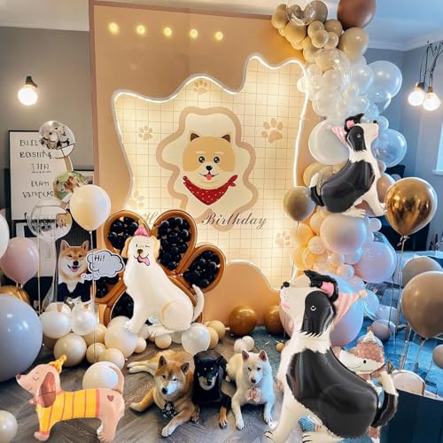Gleemix Border Collie Luftballon, XXL Hunde Folienballon, 3D Tiere Geburtstag Deko, Hunde Deko Kindergeburtstag für Jungen, Mädchen, Hund Geburtstag, Babyparty