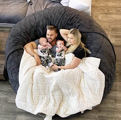6Ft Giant Fur Bean Bag Chair Cover, Ultra Soft Bean Bag Bed For Adults (No Filler, Cover Only), Big Round Soft Fluffy Faux Fur Bean Bag Lazy Sofa Bed Cover, Machine Washable Big Size Bean Bag Cover #TOP6