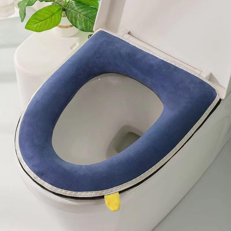 Miniatura 2 de 2 piezas más gruesas para asiento de inodoro con asa, cojín suave y grueso lavable, se adapta a todos los asientos de inodoro ovalados