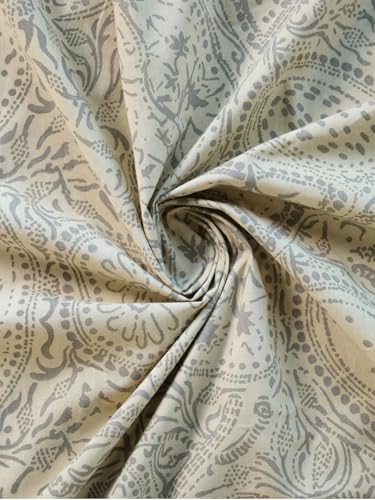 Image of Peepul Tree 100% Pure Cotton Jaipuri Handprinted Double Bedsheet Queen Size - 90 X 108 Inches with 2 Pillow Cover | 210 TC Breathable Fabric | Chintz Collection | Made in India, Beige and Navy