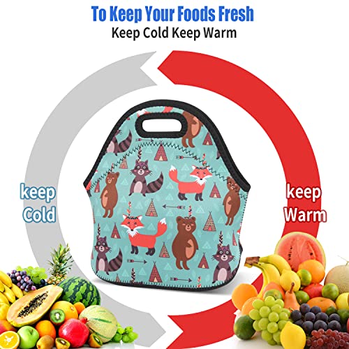 Neoprene Lunch Bag Washable Cute Lunch Tote Handbags Reusable Thermal Insulated Lunch Tote Bag Toddler Cooler Lighweight Lunch Bag For Women Girl School Work Picnic Thanksgiving Christmas Gift #TOP4