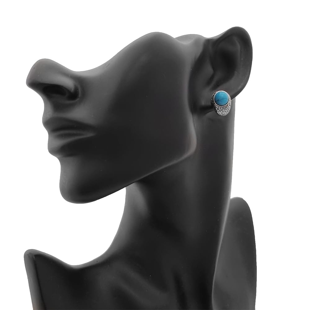 925 Sterling Silber Ohrringe Ohrstecker mit Türkis 1,5 cm versilbert oxidiert modern elegant Damen Schmuck stilvoll farbig einzigartig