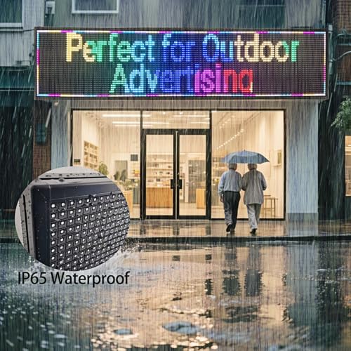 Image of 77 inch x 20 inch Large P10 Outdoor Programmable LED Sign, Full Color Scrolling Message Board, WiFi App Control Digital Signage, IP65 Waterproof High Brightness Electronic Advertising Display for Business, Store, Restaurant, Church