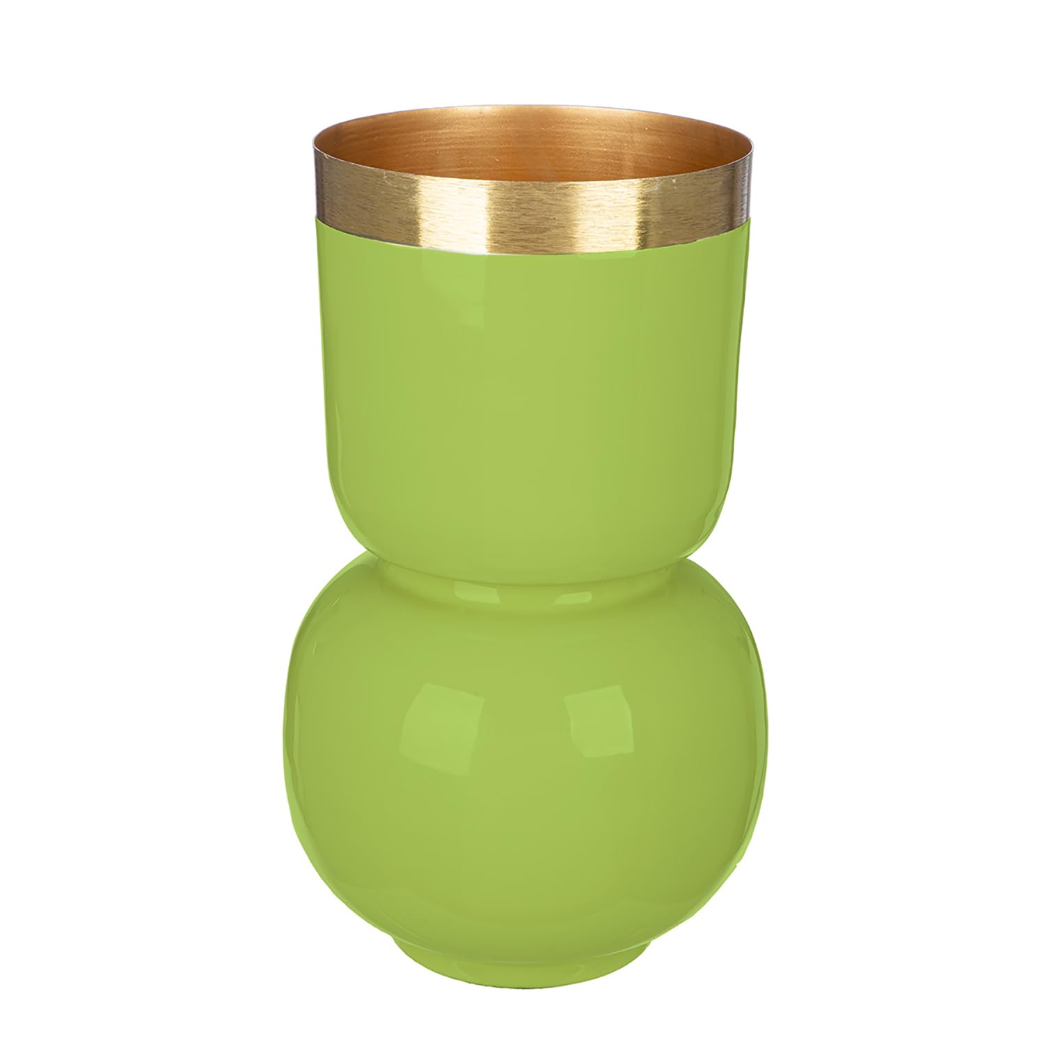 GILDE Roro Vase Metal Shiny Green Height 31 cm x Diameter 18 cm Flower Vase