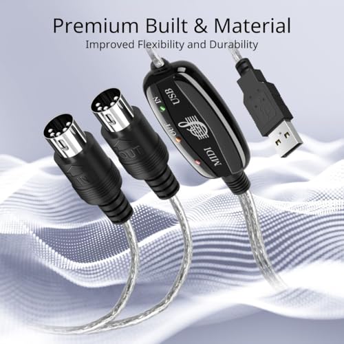 tnp midi cable set to usb with type c adapter 2 in 1 midi piano usb cord from pc to keyboard synthesizer electronic drum electric blow pipe 16 channels for windows mac and android