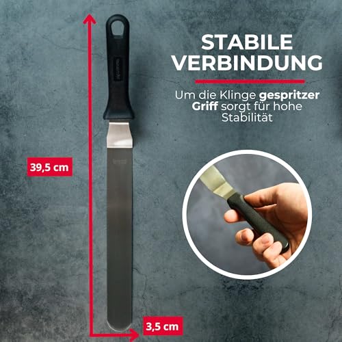 Foto von Westmark Profi-Winkelpalette/Konditorenmesser, Gewinkelt, Flexibel, Klingenmaß: 3,5 x 22 cm, Länge: 39,5 cm, Rostfreier Edelstahl/Kunststoff, Master Line, Schwarz/Silber, 31272270