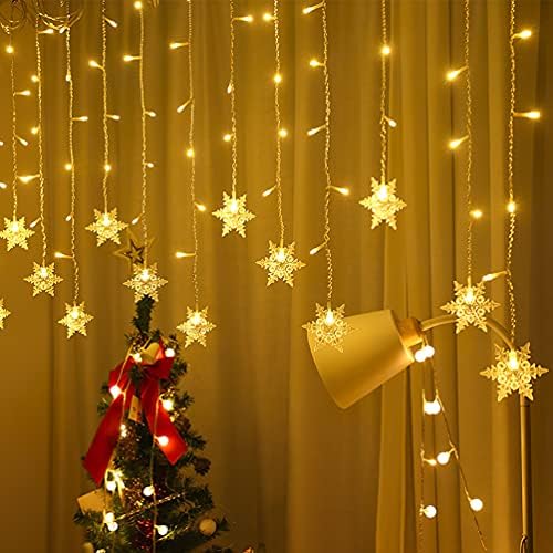 EEFOW Christmas Curtain LED Window Lights - Indoor Xmas Decorations Snowflake String Lights Hanging Fairy Lights with Plug  8 Modes Memory Function Waterproof Star Lights for Outdoor Garden Bedroom