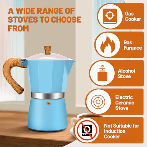 Image of 3 Cup Aluminum Espresso Stovetop Moka Pot Express Coffee Maker Percolator Italian Classic Mocha Coffee Machine for Italian and Cuban Cafe Brewing for Home & Camping 150ml 5oz