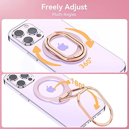 Image of MINDSKY Mag-Safe Phone Stand Phone Grip Compatible with iPhone 12 /13 /14 /15 Mini /Pro /Pro Max Accessories Removable Magnetic Finger Phone Ring Grip (Rosegold Pink)