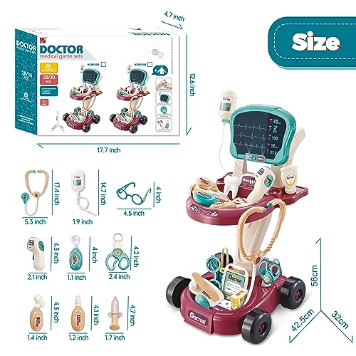 Toy Doctor Kit for Kids,Pretend Medical Station Toy Set,30 Pieces Deluxe Pretend Play Medical Kit Toy Including Children\'s Nursing Uniforms,Doctor Play Set for Kids,Role Play Gift for Toddlers.