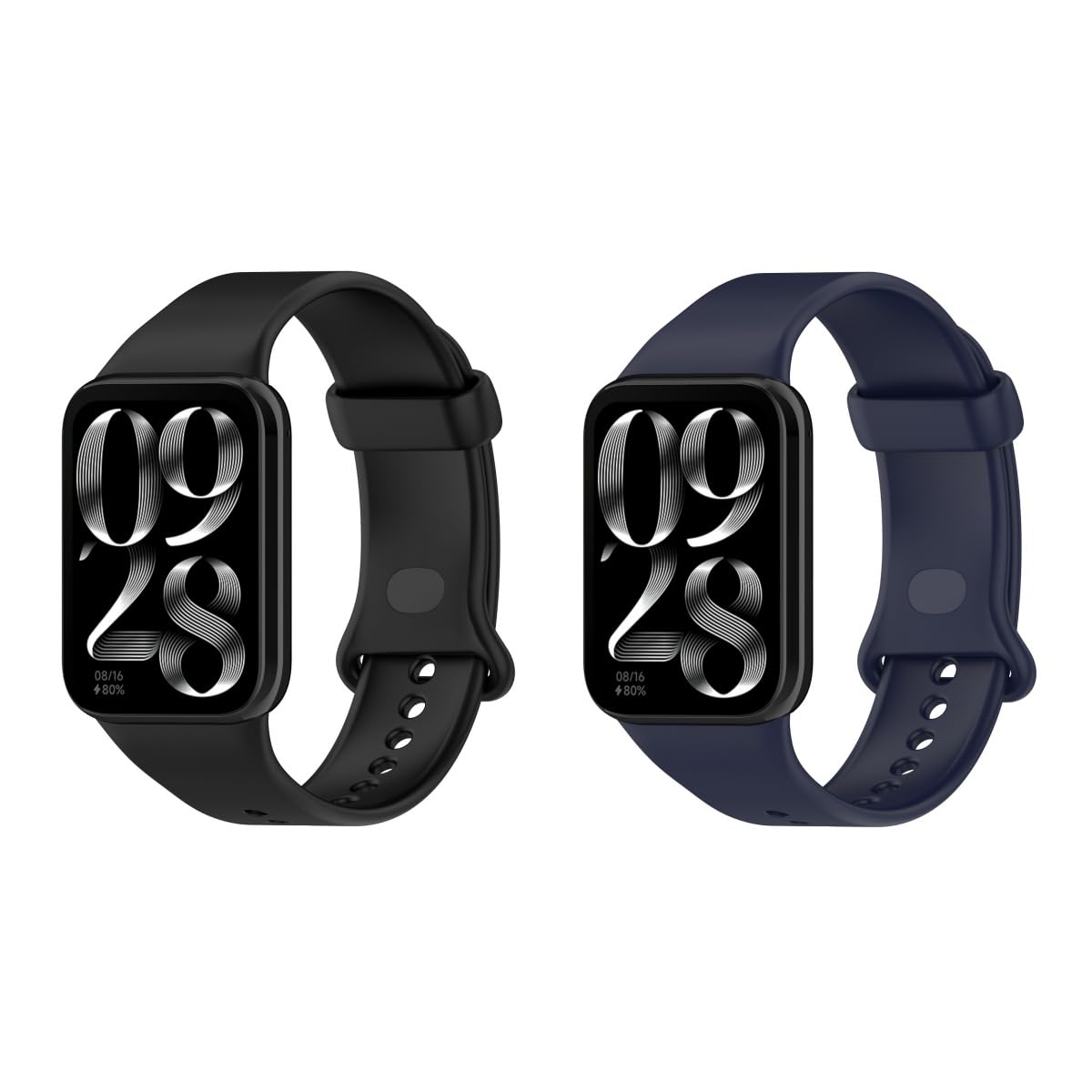 2 Pack Replacement Straps Compatible with Xiaomi Smart Band 9 Pro Strap, Soft Silicone Sports Watch Strap Wristbands for Women Men (Black+Blue)
