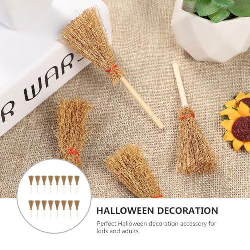 SEWACC Hängende Ornamente Bastelbesen Miniaturbesen Mini Strohbesen mit Rot Besendekoration Strohschmuck Halloween Partydekorationen