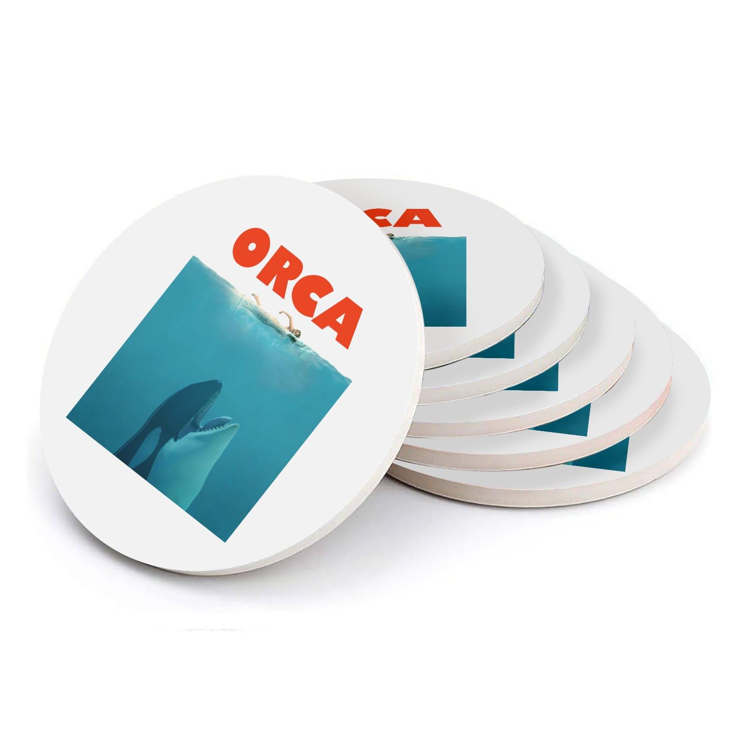 Sous verre ronds céramique Orca Requin haute finition lot de 6