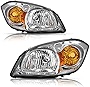 Bingbingmotor BRYGHT Headlight Assembly Fit For 2005-2010 Chevrolet Cobalt / 2007-2009 Pontiac G5 / 2005-2006 Pontiac Pursuit (Chrome Housing & Amber Reflector)