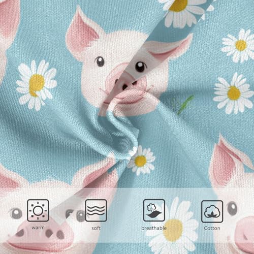 Wusikd Cute Pigs Daisy Girls' Underwear Cotton Flowers Blue Girls Briefs Soft Toddler Underwear 2T3