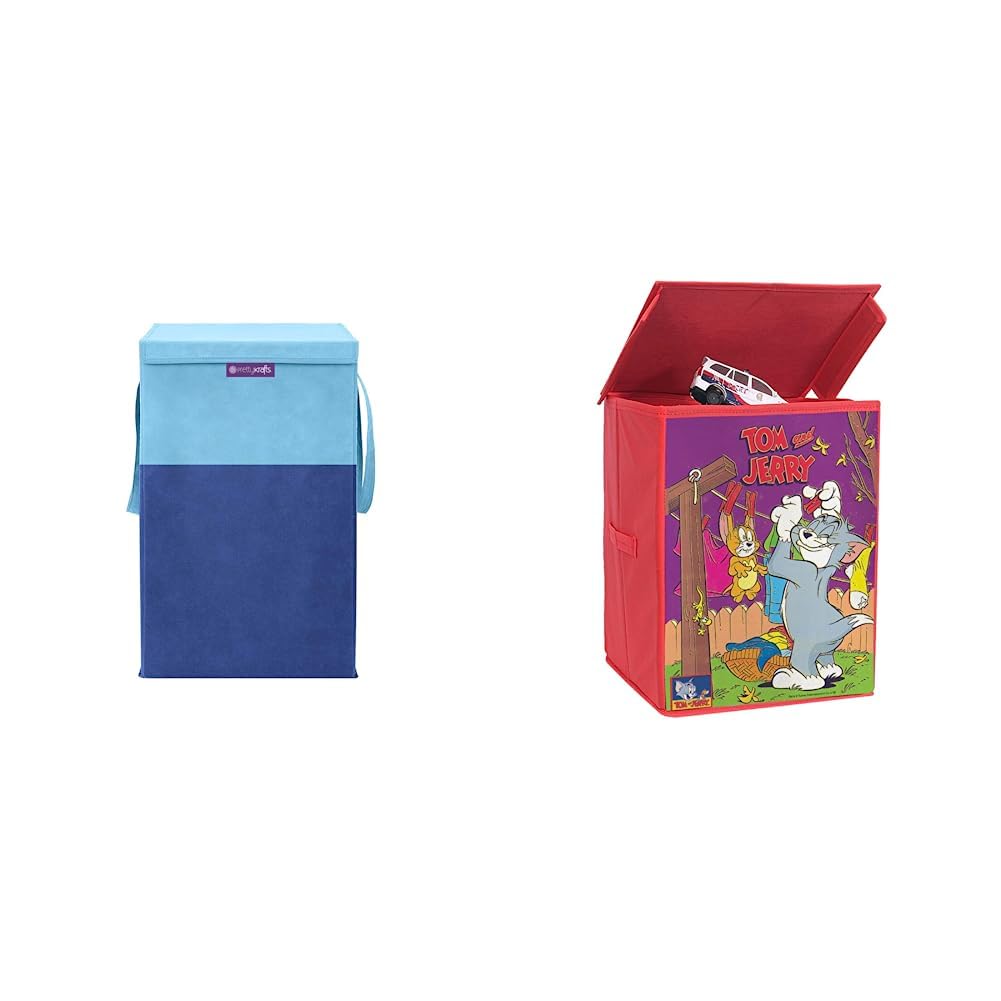 PrettyKrafts Folding Laundry Basket for Clothes with Lid & Handle, Toys Organizer, 35 Liters, Blue & Tom & Jerry Toys Organizer Storage Box with Top Lid for Baby Boys and Baby Girls - Red (B0C99T8SG7) Amazon Price History, Amazon Price Tracker