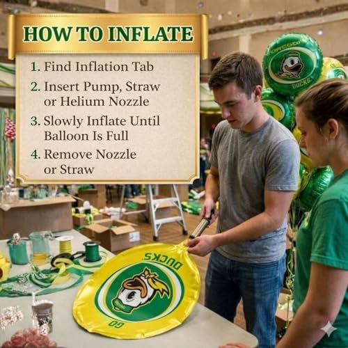 Image of University of Oregon Balloons 3 Pack-2-sided Ducks Mylar Ballons-Havercamp | Set of 3 double-sided Oregon Ducks mylar balloons, perfect for game days, graduations, birthdays, and fan celebrations.