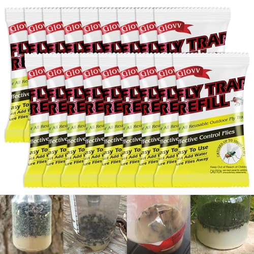 18 Pack Natural Fly Bait Refill 18 * 30g Fly Trap Attractant Packets Work with All Reusable Flies Traps Outdoor Fly Magnet Repellent Killer Catcher