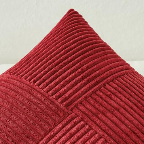 MIULEE 2er Set Kissenbezug 45x45cm Bordeaux Kordvelours Kissenhülle – Ansicht 6