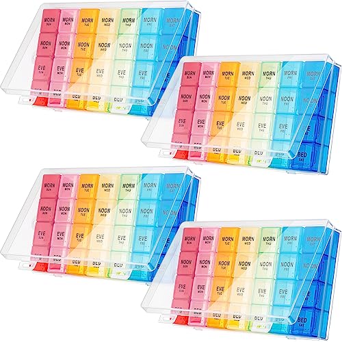 Pastillero organizador de 4 semanas grande con dispensador semanal de pastillas XL