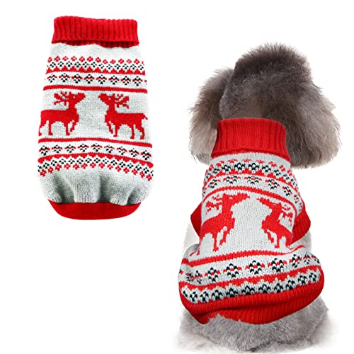 Hundepullover Weihnachten Hund Pullover Warme Kleidung Welpen Katzen Pullover Typ Wintermantel (M, Rot) Cover