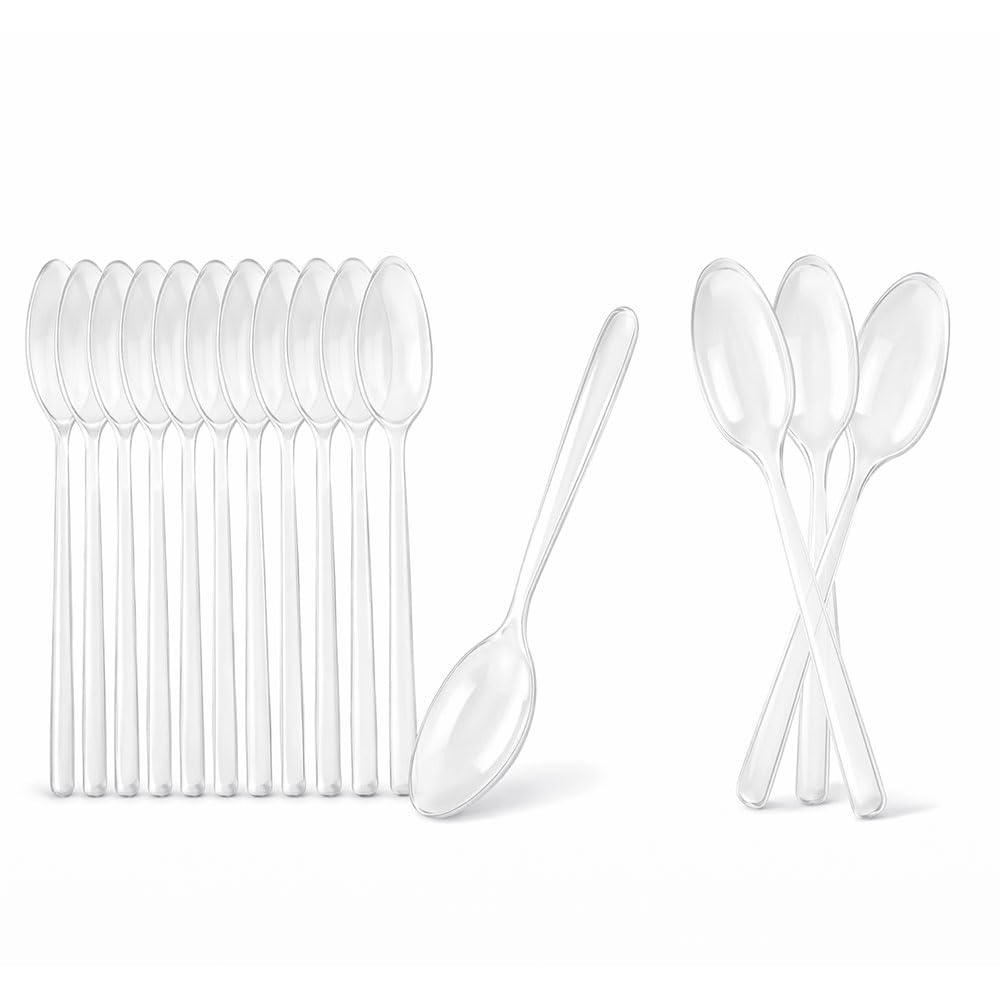 Mehrweg Löffel Transparent – 100 Stück – Suppenlöffel Spülmaschinengeeignet bis 125 Waschgänge – Wiederverwendbare Löffel für Gastronomie & Catering