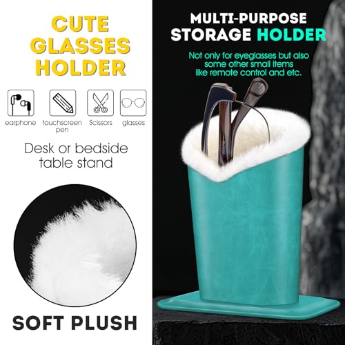 Image of Pack of 2 Plush Lined Eyeglasses Holder Stand Protective Glasses Case For Desks Or Nightstands