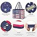BALEINE 3Pk Reusable Grocery Bags, Foldable Shopping Bags for Groceries with Reinforced Bottom & Handles (Patriot Celebration)