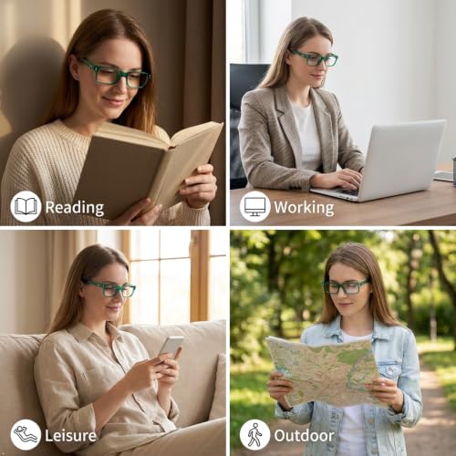 Image of Eyekepper Blue Light Reading Glasses Men Women 1.5, Green 2 Pack