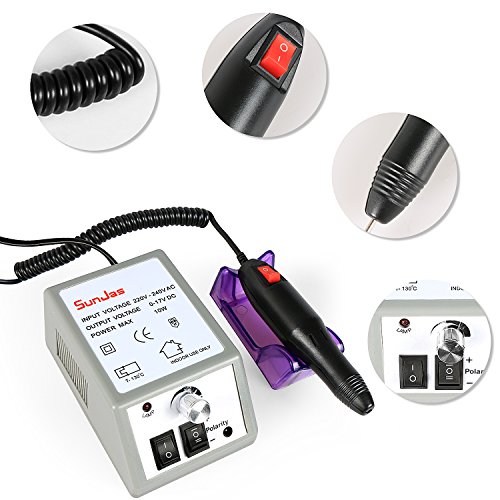 SunJas Ponceuse à Ongles Électrique Professionnelle Manucure Machine Ongles Electrique Kit Complet Ponceuse Électrique Professionnelle Manucure et Pédicure avec 6 Embouts Ponçage