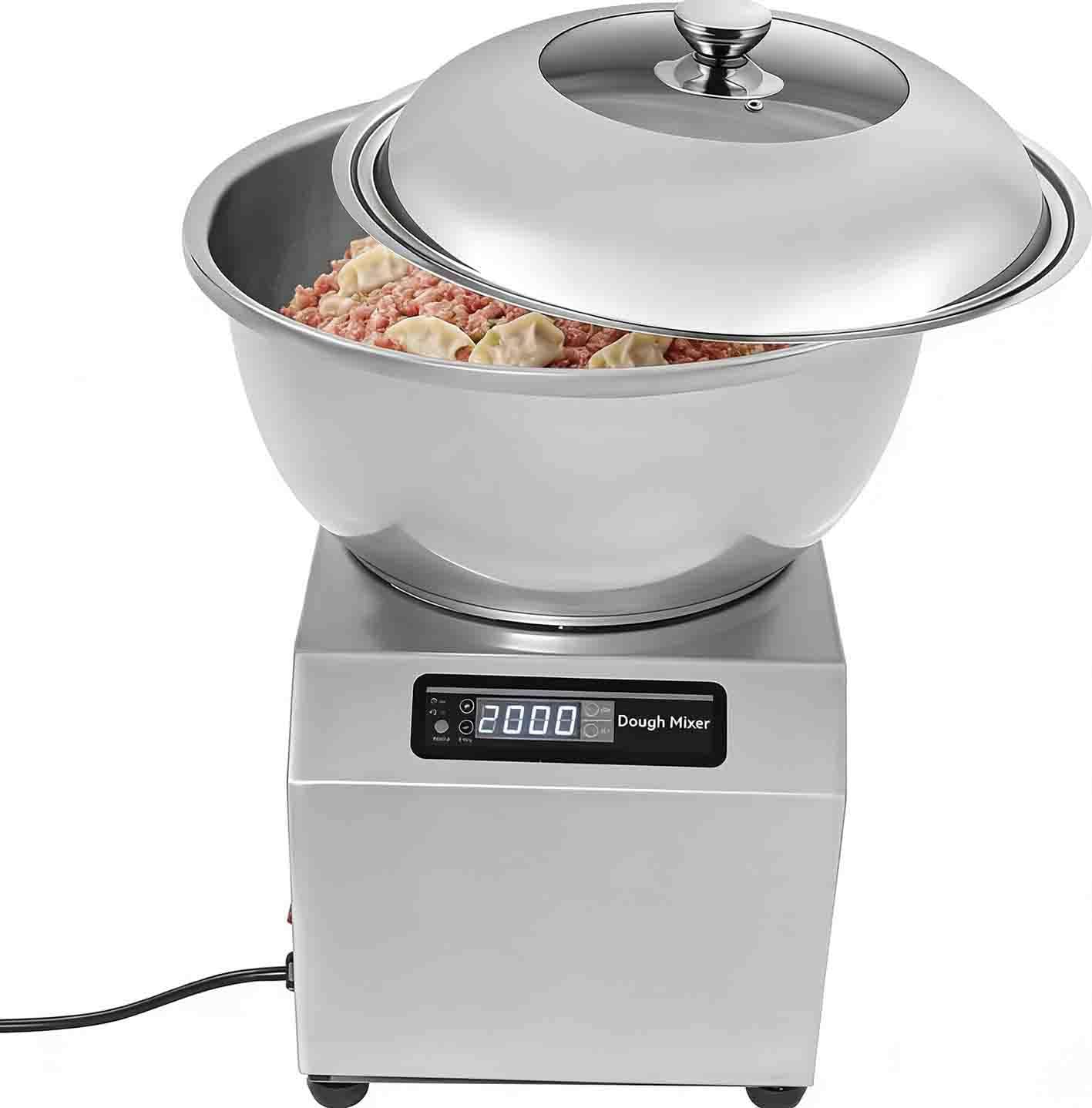 MHKHBA Commercial Dough Mixer, Double Rotary Dough Kneader, Equipped with Stainless Steel Bowl, Heavy-Duty Commercial Vertical Mixer, Suitable for Bakeries and Pizzerias