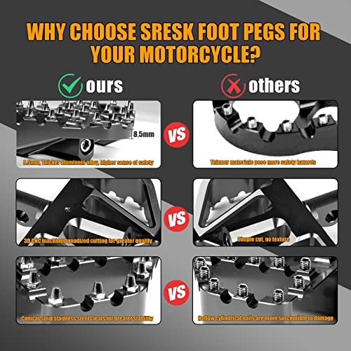 Sresk Mx 360°Roating Chopper Bobber Style Offroad Mini Floorboard Footrest Boards Foot Pegs Cnc Cut Front & Rear Foot Pegs Suit For H-D Harley Touring Road King Sportster 883 Dyna Softail (Black) #TOP5