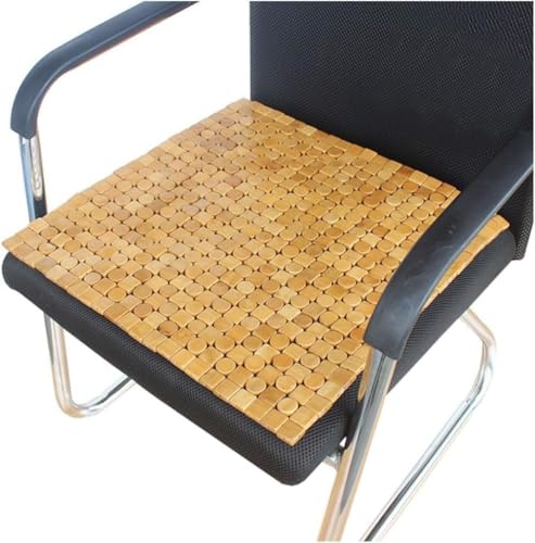 KryZaro竹製円型クッション(45×45cm) 両面用接触冷感 車用シートカバー兼家庭用座布団 夏向けひんやり通気性 滑り止め付き 椅子・ソファー・デスク用
